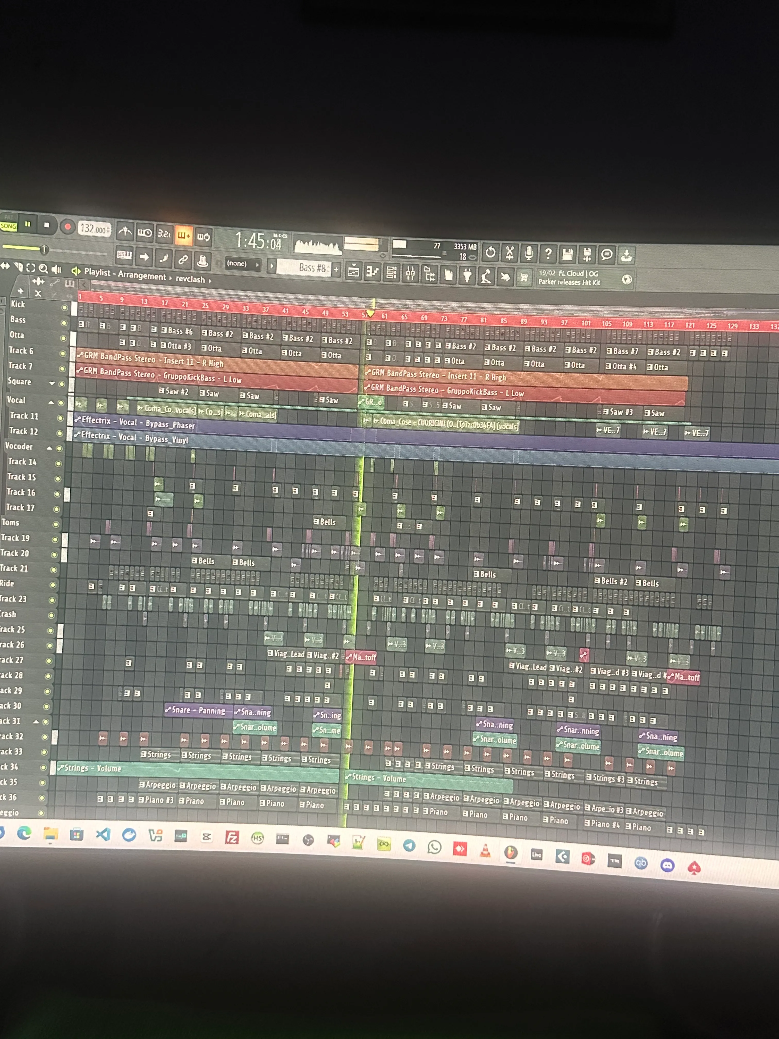 Una sessione di produzione Magna Romagna in FL Studio